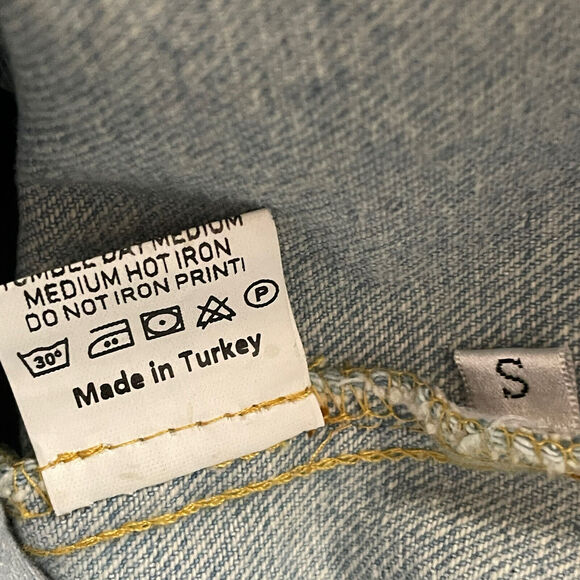 modest barbie distressed long denim trench coat  jacket dress size S - Picture 10 of 11